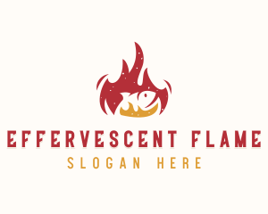 Fish Grill Flaming logo design