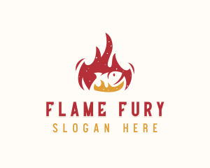 Fish Grill Flaming logo design