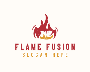 Fish Grill Flaming logo design