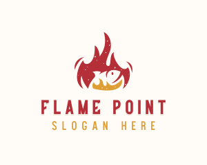 Fish Grill Flaming logo design