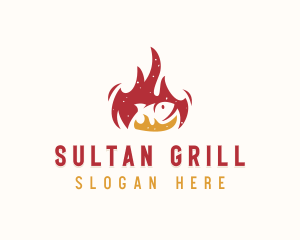 Fish Grill Flaming logo design