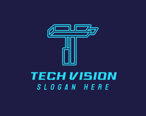 Futuristic Technology Letter T  logo design