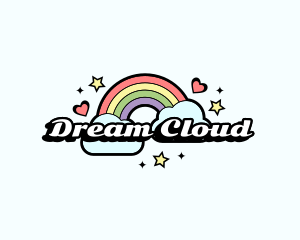 Retro Rainbow Cloud logo design