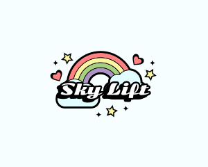 Retro Rainbow Cloud logo design