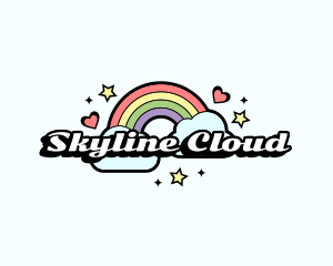 Retro Rainbow Cloud logo design