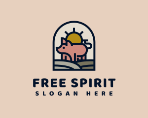 Pig Farm Sunrise logo design