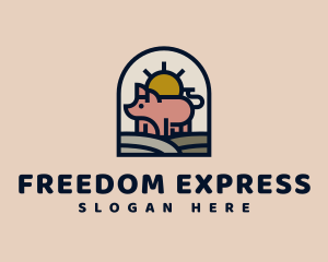 Pig Farm Sunrise logo design