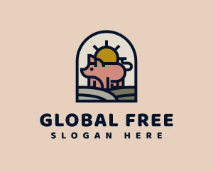 Pig Farm Sunrise logo design