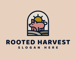 Pig Farm Sunrise logo design