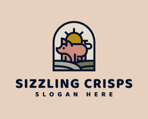 Pig Farm Sunrise logo design