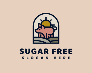 Pig Farm Sunrise logo design