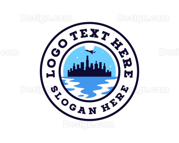 Airplane Cityscape Tourism Logo