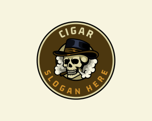 Skull Hat Smoke logo design