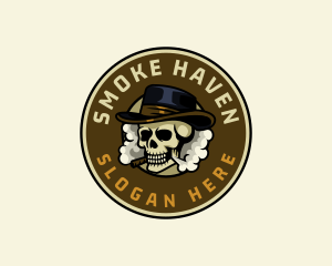 Skull Hat Smoke logo design