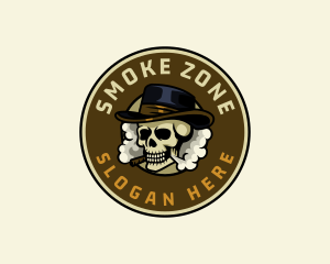 Skull Hat Smoke logo design