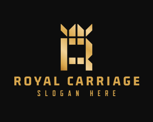 Gold Crown Letter R logo design