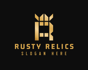 Gold Crown Letter R logo design