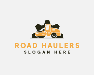 Construction Road Roller Gear logo design