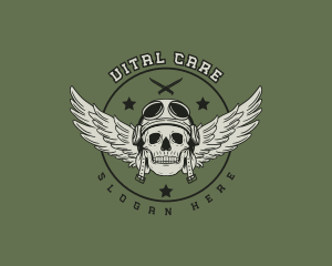 Skull Wings Dagger Logo