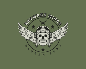 Skull Wings Dagger logo design