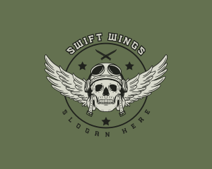 Skull Wings Dagger logo design