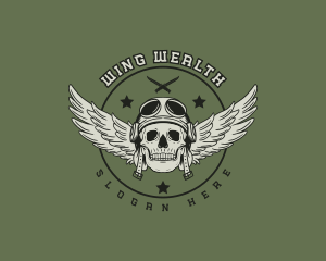 Skull Wings Dagger logo design