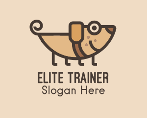 Smiling Brown Puppy  logo design