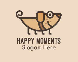 Smiling Brown Puppy  logo design