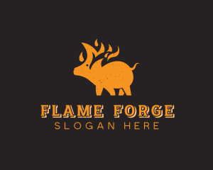 Pork Roast Flame logo design