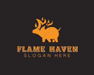 Pork Roast Flame logo design