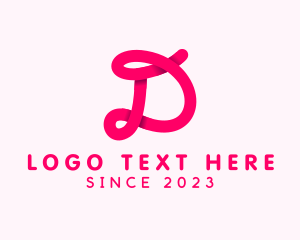 Pink Cursive Loop Letter D logo