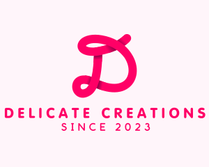 Pink Cursive Loop Letter D logo design