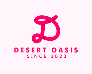 Pink Cursive Loop Letter D logo design