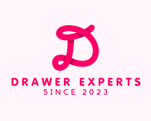 Pink Cursive Loop Letter D logo design