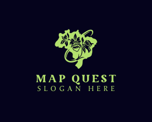 Orchid Flower Map logo design