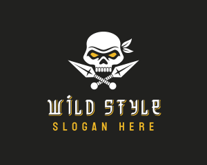 Ninja Warrior Skull logo design