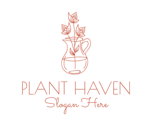 Flower Vase Plant  logo design