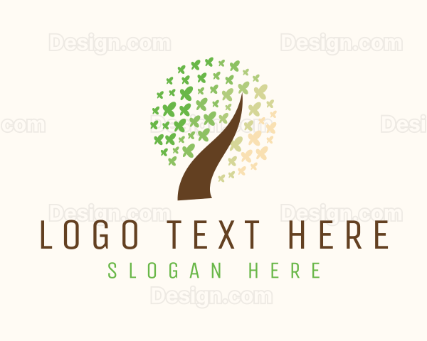 Leaf Butterfly Tree Logo