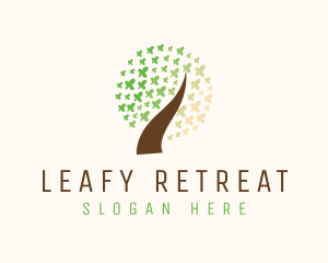 Leaf Butterfly Tree logo design