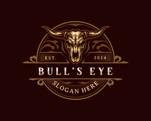 Elegant Bull Head Skull logo design