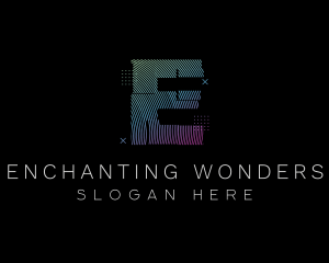 Modern Glitch Letter E logo design