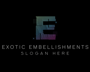 Modern Glitch Letter E logo design