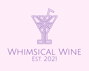 Geometric Wine Glass  logo design