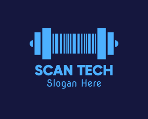 Barcode Gym Dumbbell logo design