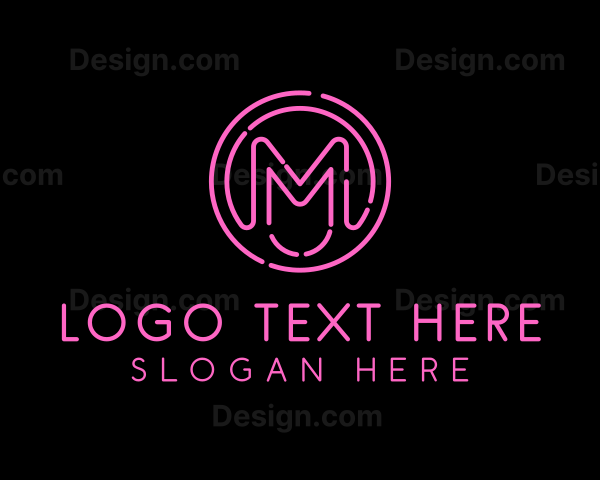 Pink Neon Letter M Logo
