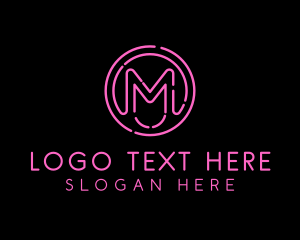 Pink Neon Letter M logo