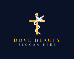 Dove Crucifix Religion logo design