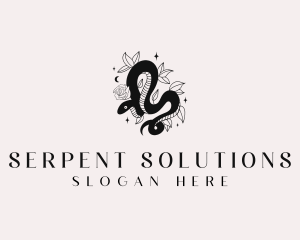 Floral Snake Boho logo design