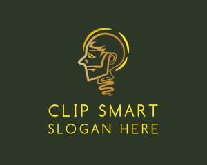 Golden Man Light Bulb logo design