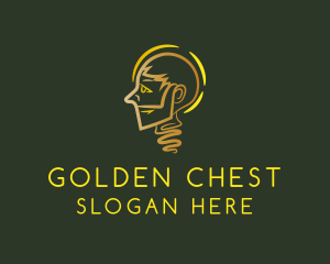 Golden Man Light Bulb logo design